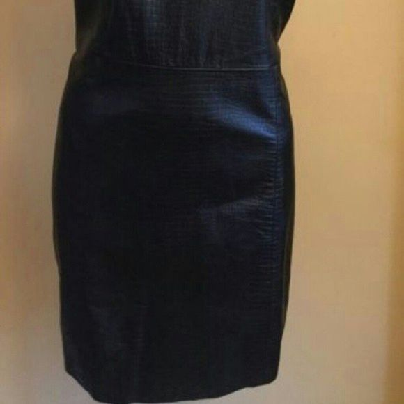 REAL LEATHER DRESS SHEATH CROC EMBOSSED MINI DRESS SMALL WOMENS - Picture 5 of 7